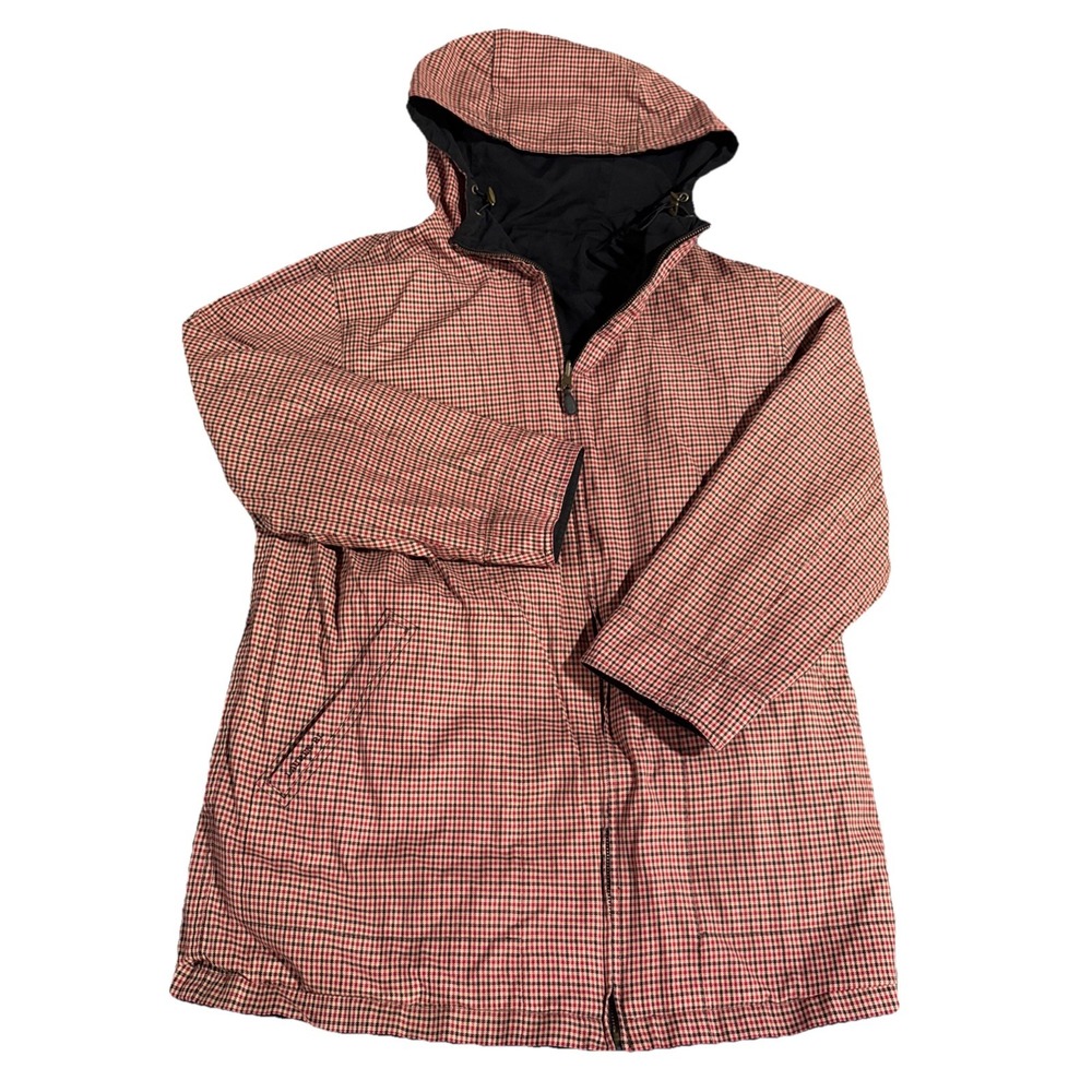 Polo Ralph Lauren Vintage Reversible‎ Plaid / Black Jacket Coat Cotton Size Med